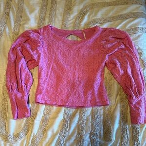 Free People Pink Long Sleeve Top